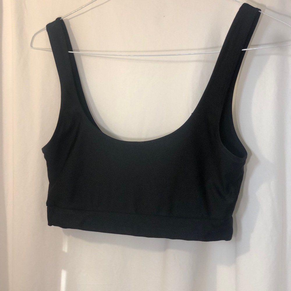 Garage silky black crop tank / bralette